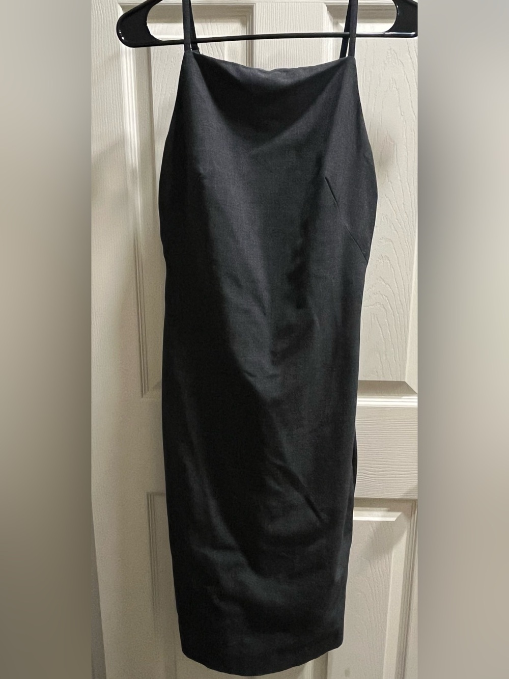Vtg BEBE Dark Charcoal Formal Dress with Spaghetti Straps